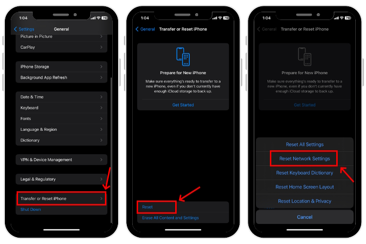 Reset network settings