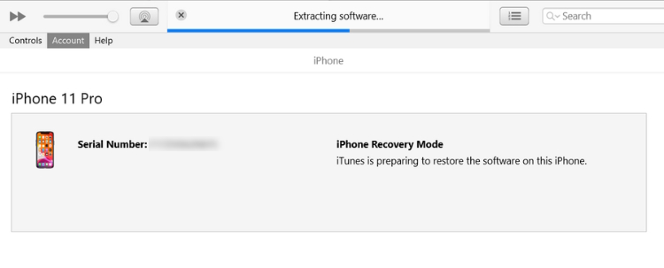 iPhone recovery mode on iTunes