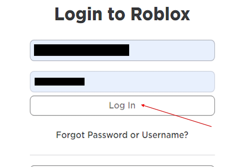 Roblox login option in website