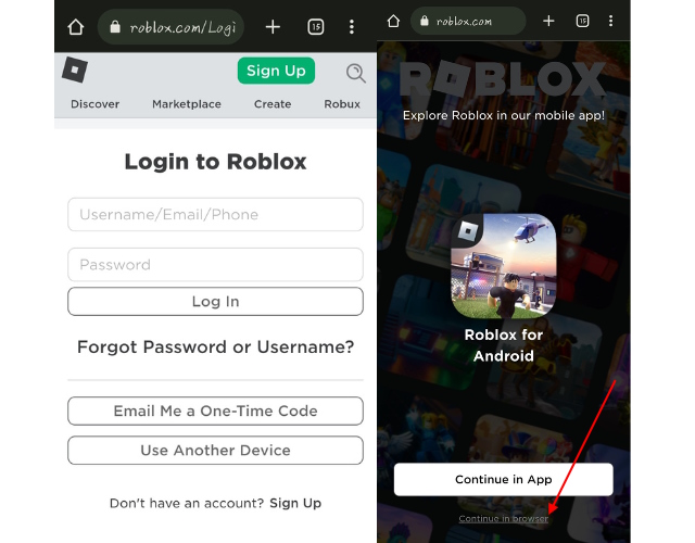 Roblox mobile website