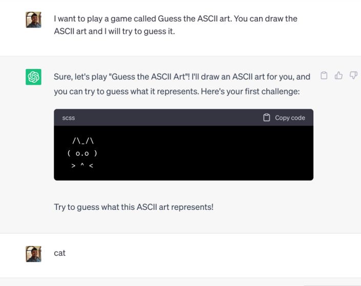 guess the ascii art game in chatgpt