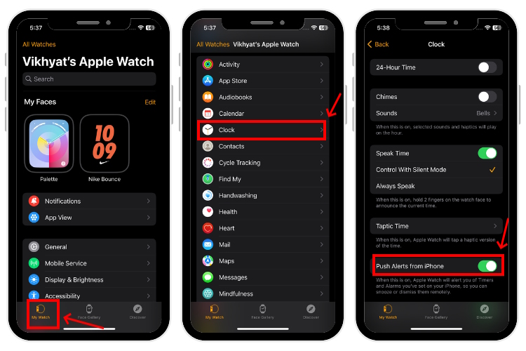 How to sync iphone alarm outlet to apple watch