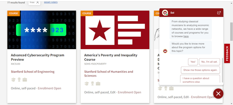 Stanford Online website interface