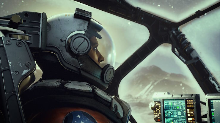 Starfield pilot sitting inside the cockpit