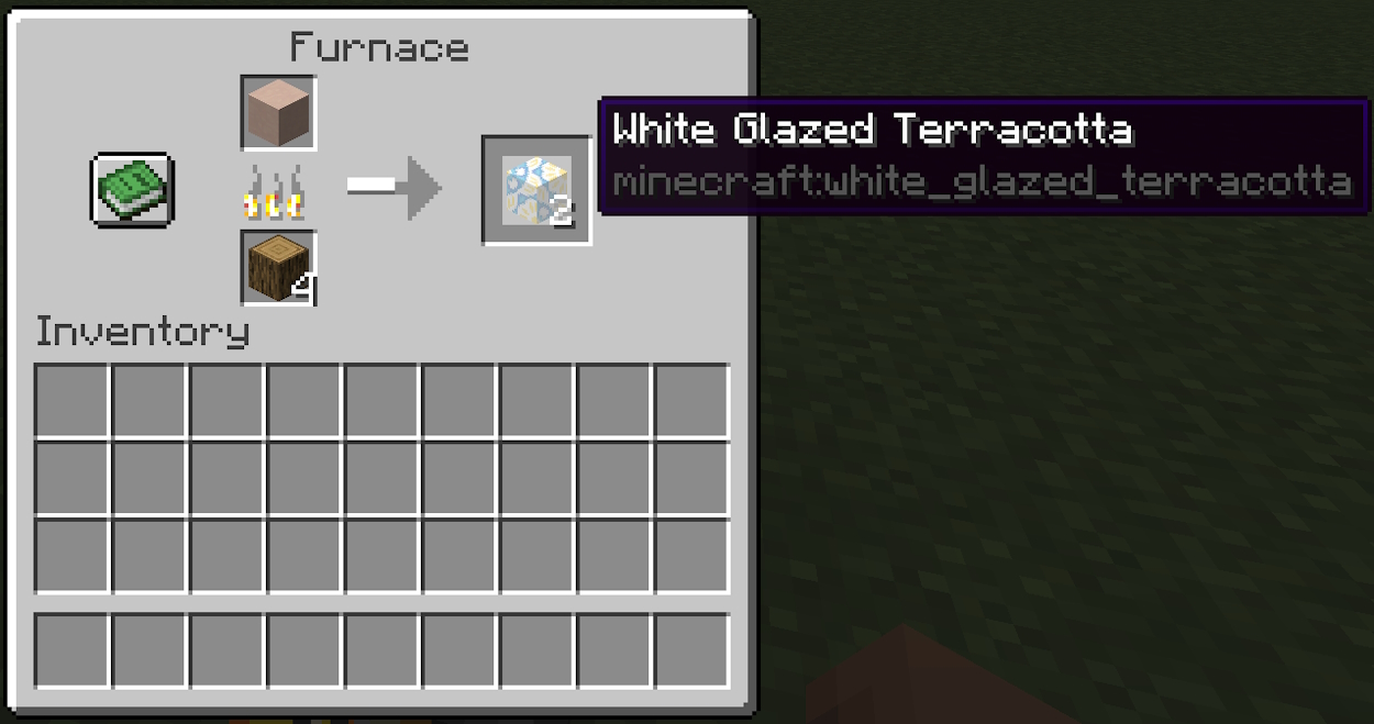 Smelting recipe for white glazed terracotta in Minecraft