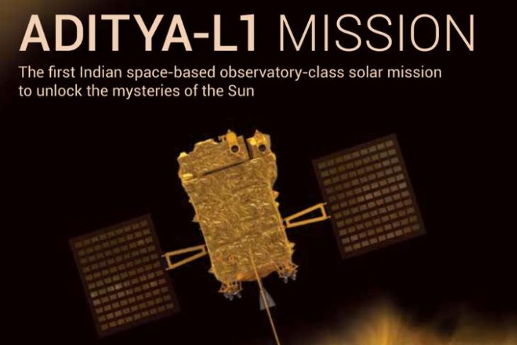This image depicts the Aditya-L1 satellite that will help ISRO conduct various scientific studies of the Sun