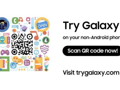 This image represents the Try Galaxy app that allows iPhone users to experience Samsung's foldable smartphones