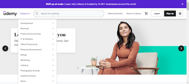 Udemy website interface