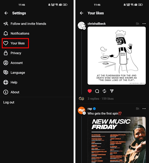View your liked posts on Threads on Android and iOS