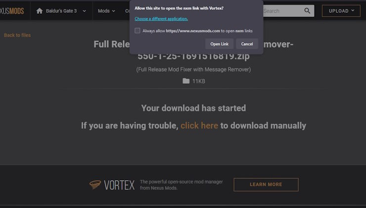Vortex download for mods