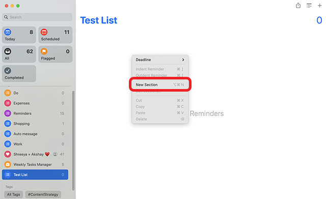 Cómo utilizar la función Tablero Kanban en Recordatorios en macOS Sonoma