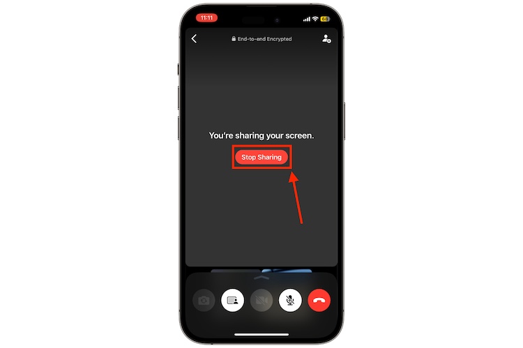 step to stop screen sharing on WhatsApp