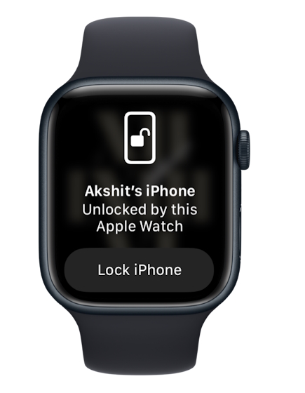 iPhone unlocked with Apple Watch