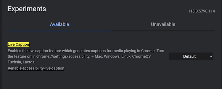 live caption chrome flag