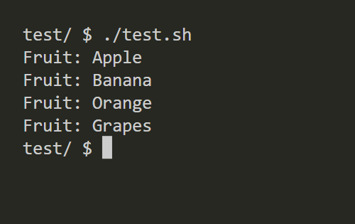printing all fruit names in an array