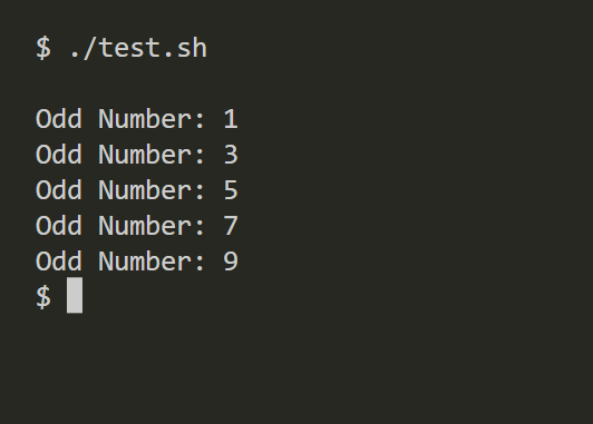 printing odd numbers from 1 to 10