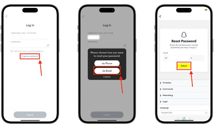 Reset Snapchat Password via Email