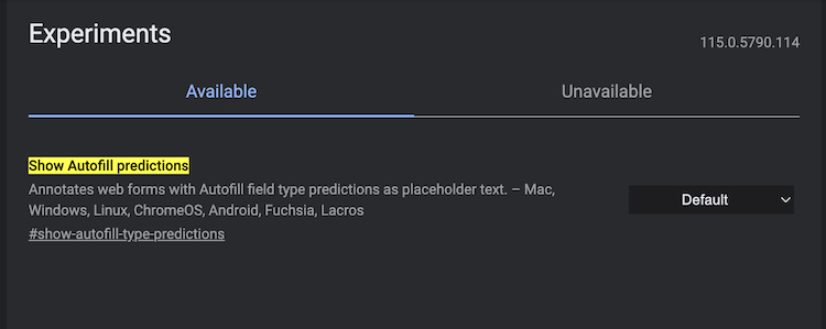 Autofill Predictions Chrome Flag