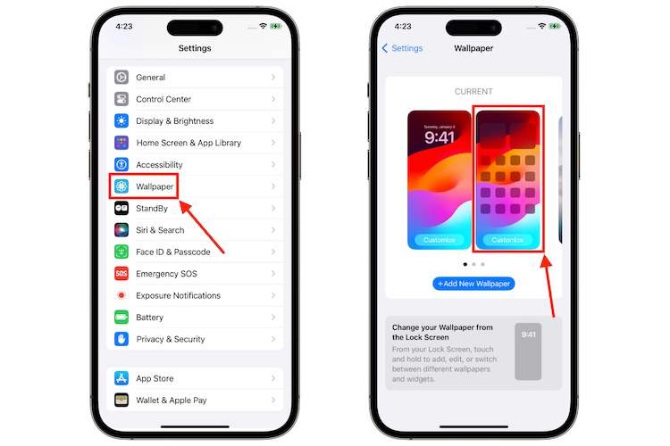steps to change wallpaper on iOS 17 on iPhone
