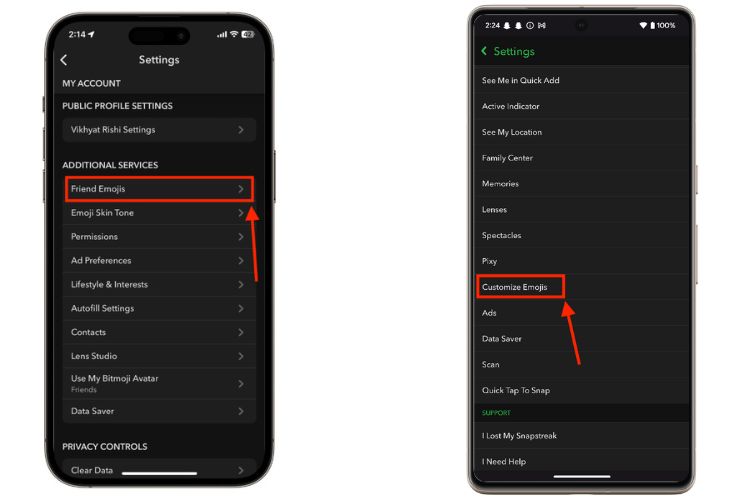 steps to customize friend emojis on snapchat on iPhone and android