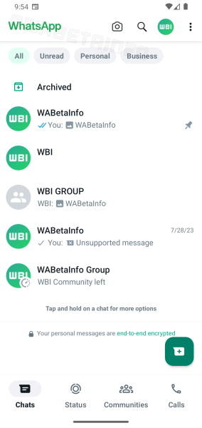 whatsapp design change for Android in testing