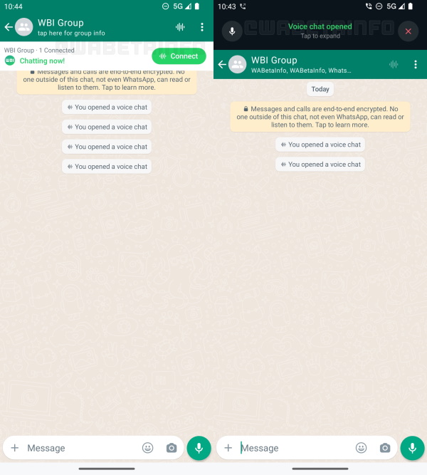 WhatsApp voice chats feature