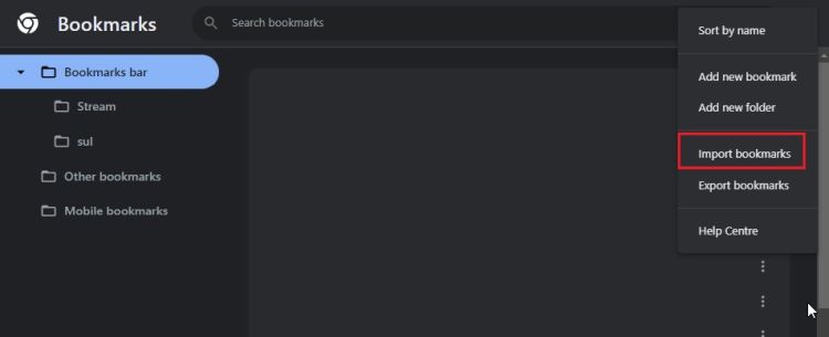 import bookmarks option in chrome