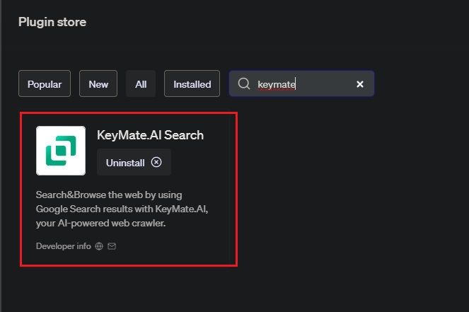 keymate.AI search plugin on chatgpt