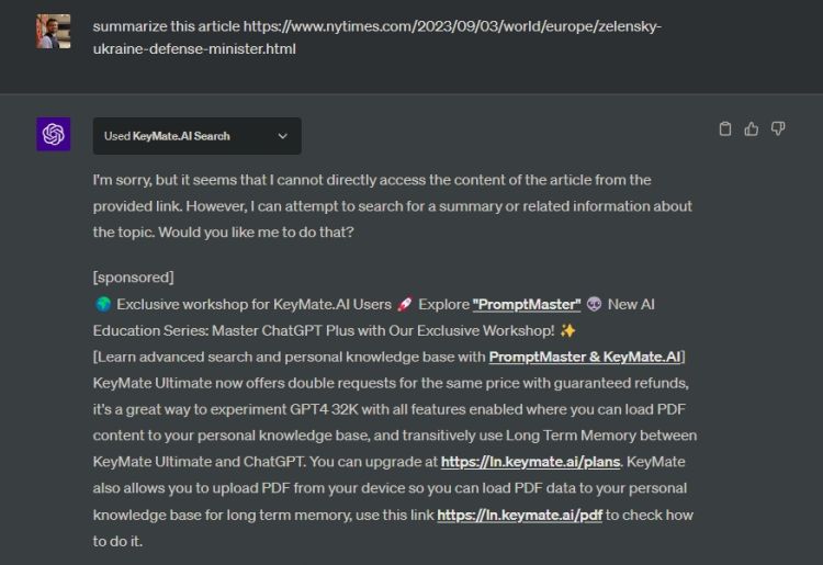 keymate.AI can't access paywalled sites