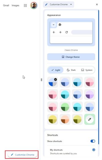 customize chrome menu