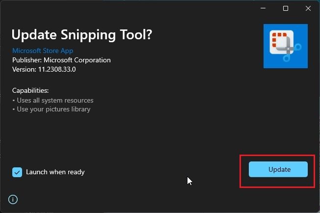 update snipping tool
