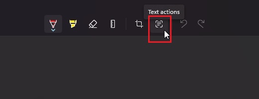 text actions button in snipping tool