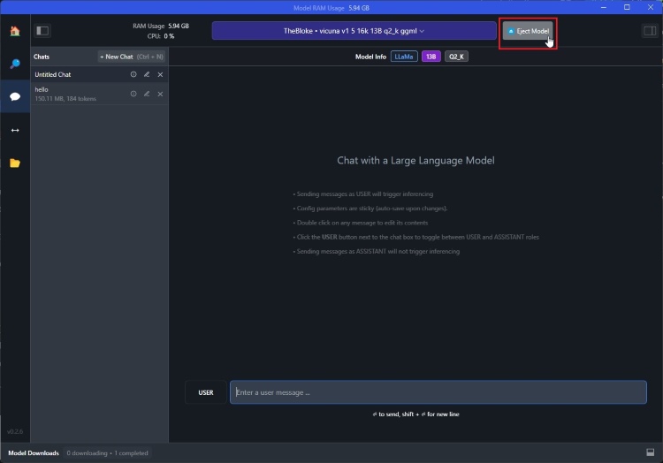 eject model from LM Studio