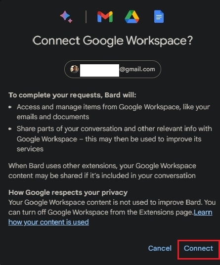 connect google workspace to bard