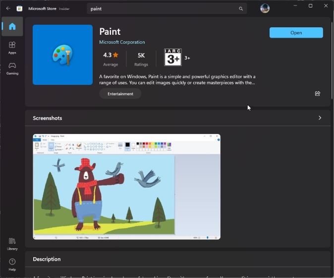 paint app in ms store