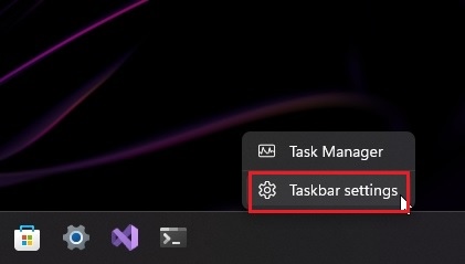 open taskbar settings in windows 11