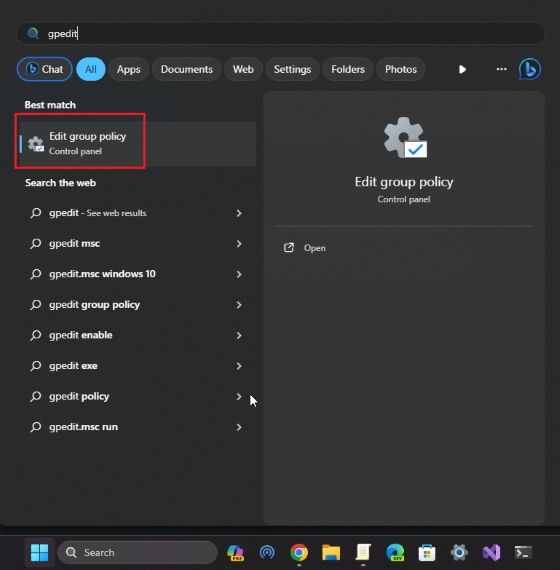 open group policy editor on windows 11