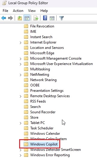 group policy editor settings for windows copilot