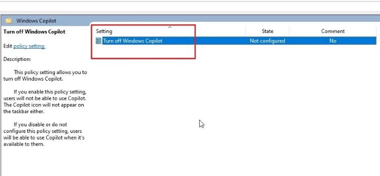 turn off windows copilot group policy in windows 11