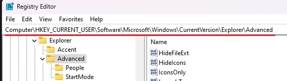 registry editor address bar