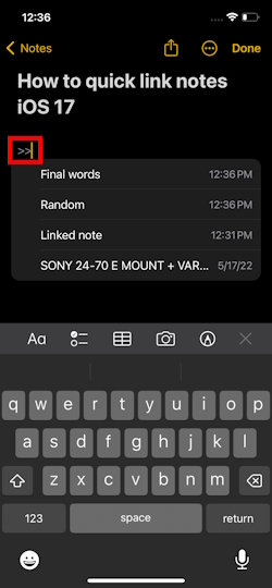 A faster way to link notes in iOS 17