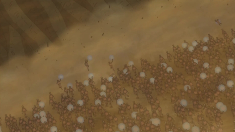 Naruto and his clones using Big Ball - Spiralling Serial Zone Spheres