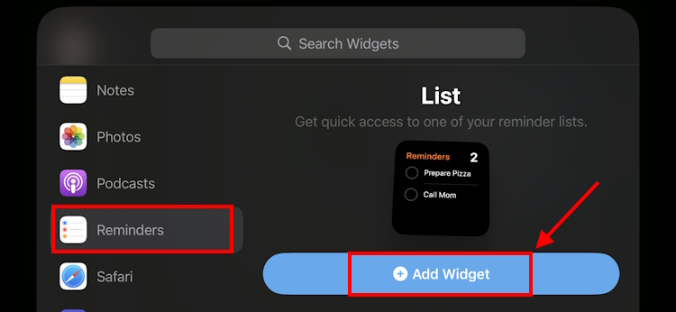 Add Widgets on StandBy mode