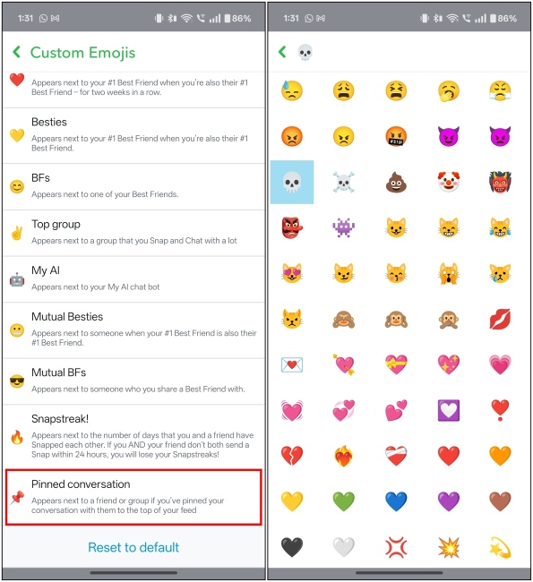 Choose another emoji to customize pin emoji