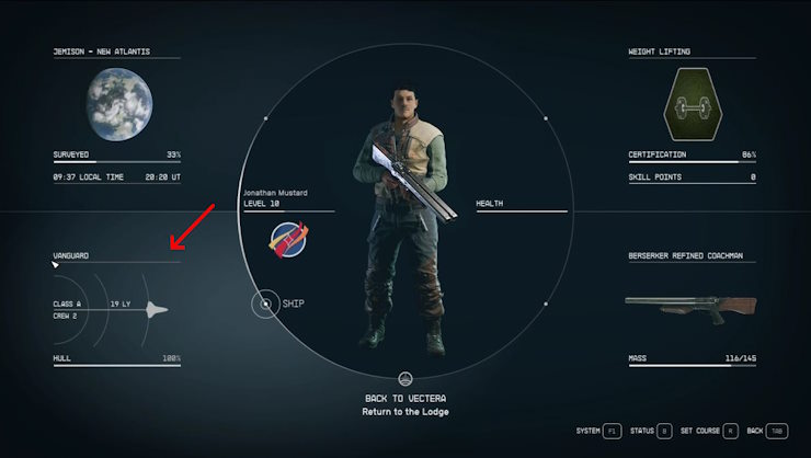 Como renomear seu navio Starfield (guia) 6 Confirme na tela de status