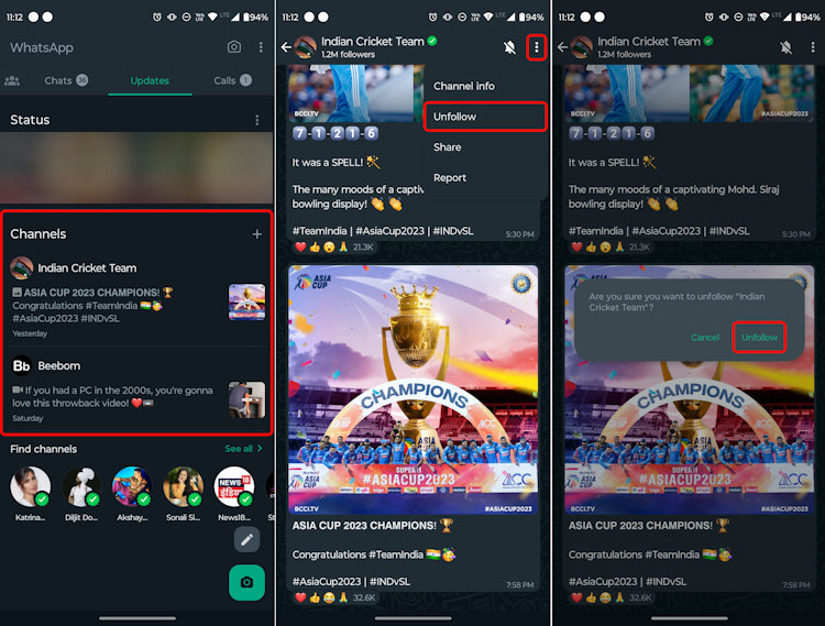 Unfollowing WhatsApp Channels