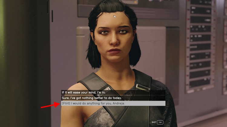 Accept Quest Starfield romance andreja