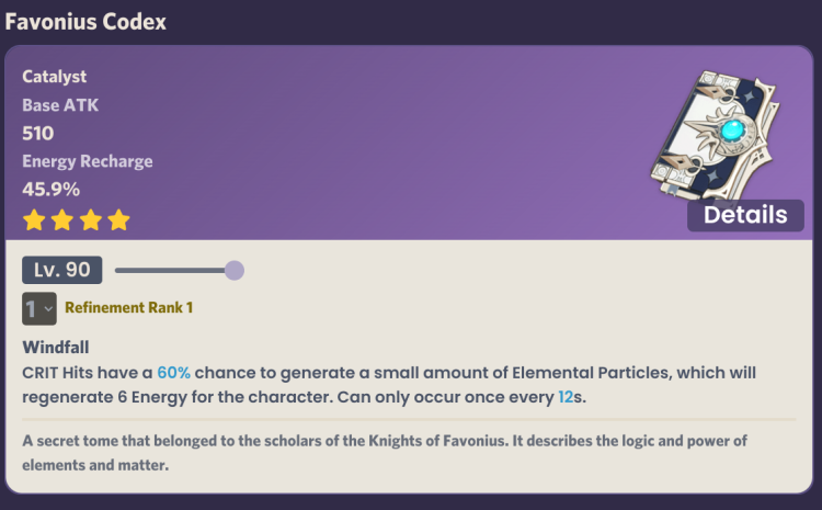 Favonius Codex - Genshin Impact 4.1 Weapon