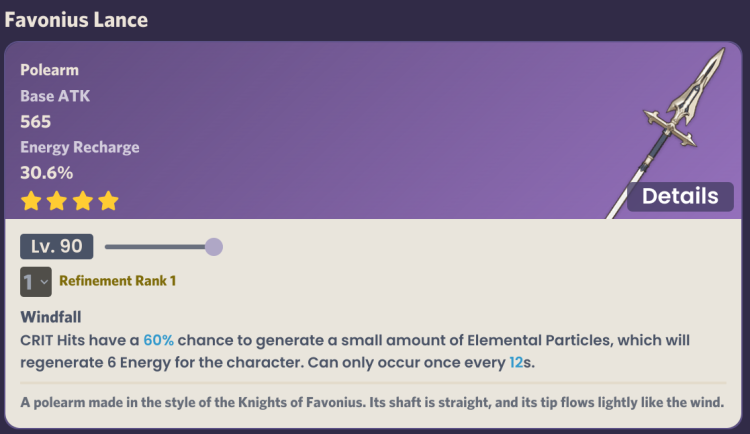 Genshin, Favonius Lance - Good For Whom?