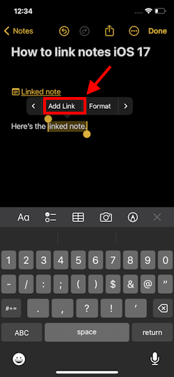 How to link Apple Notes in iOS 17